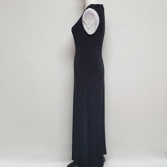 VINTAGE Ronni Nicole Black Swiss Dot Sleeveless Maxi Dress Cropped Blouse Set 12 - Picture 12 of 16